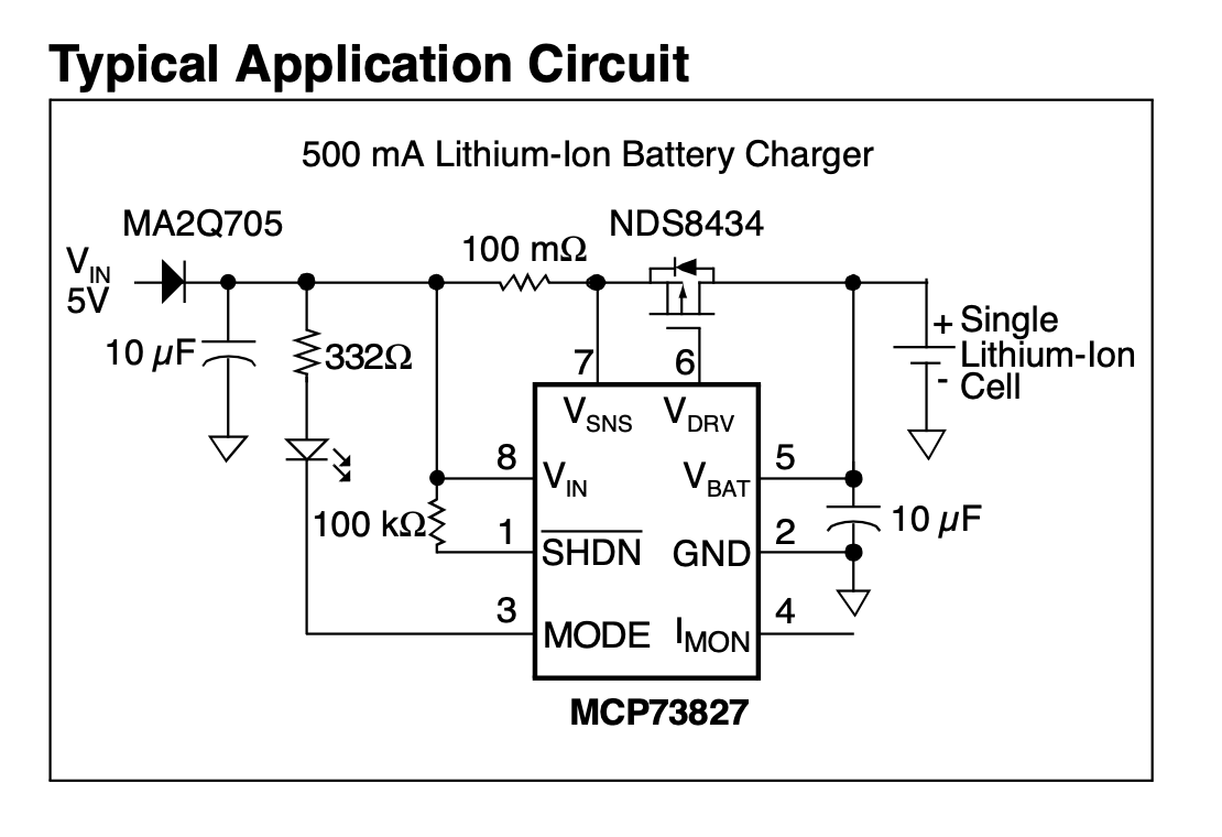 Typical Appilication Circuit for MCP73827